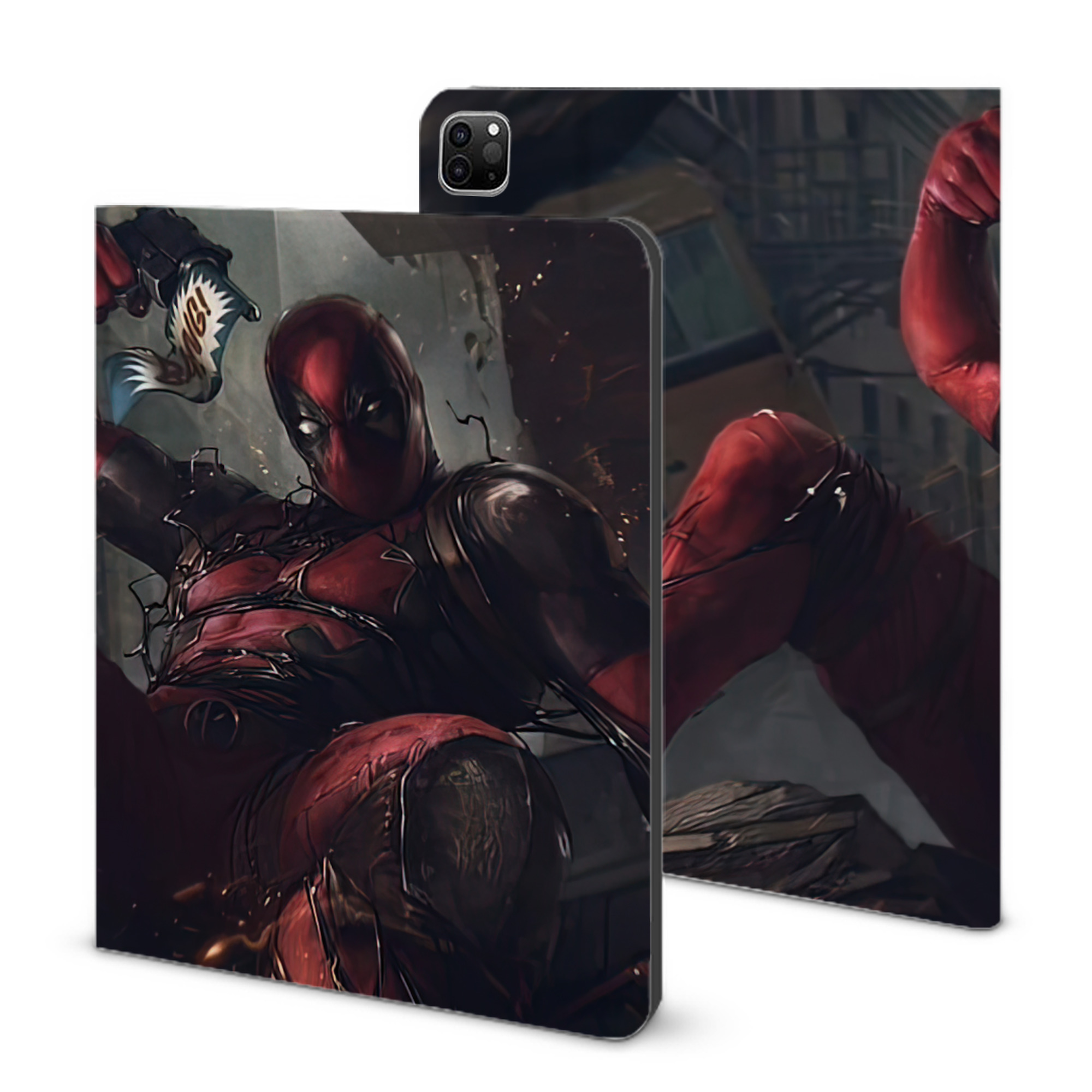 （画像用） Deadpool デッドプール IPad ケース ブック型 PUレザー TPU 耐衝撃 軽量 薄型 ペン収納なし 全面保護 IPad 各モデル対応